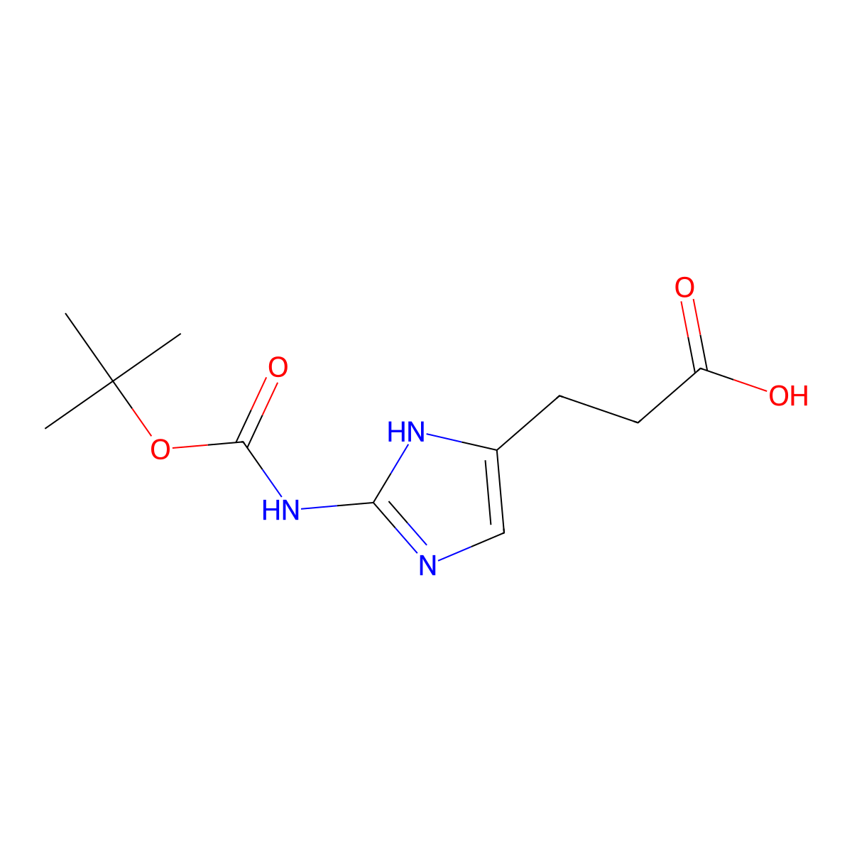 3-(2-{[(tert-butoxy)carbonyl]amino}-1H-imidazol-4-yl)propanoic acid molecular structure, CAS 2770501-25-0