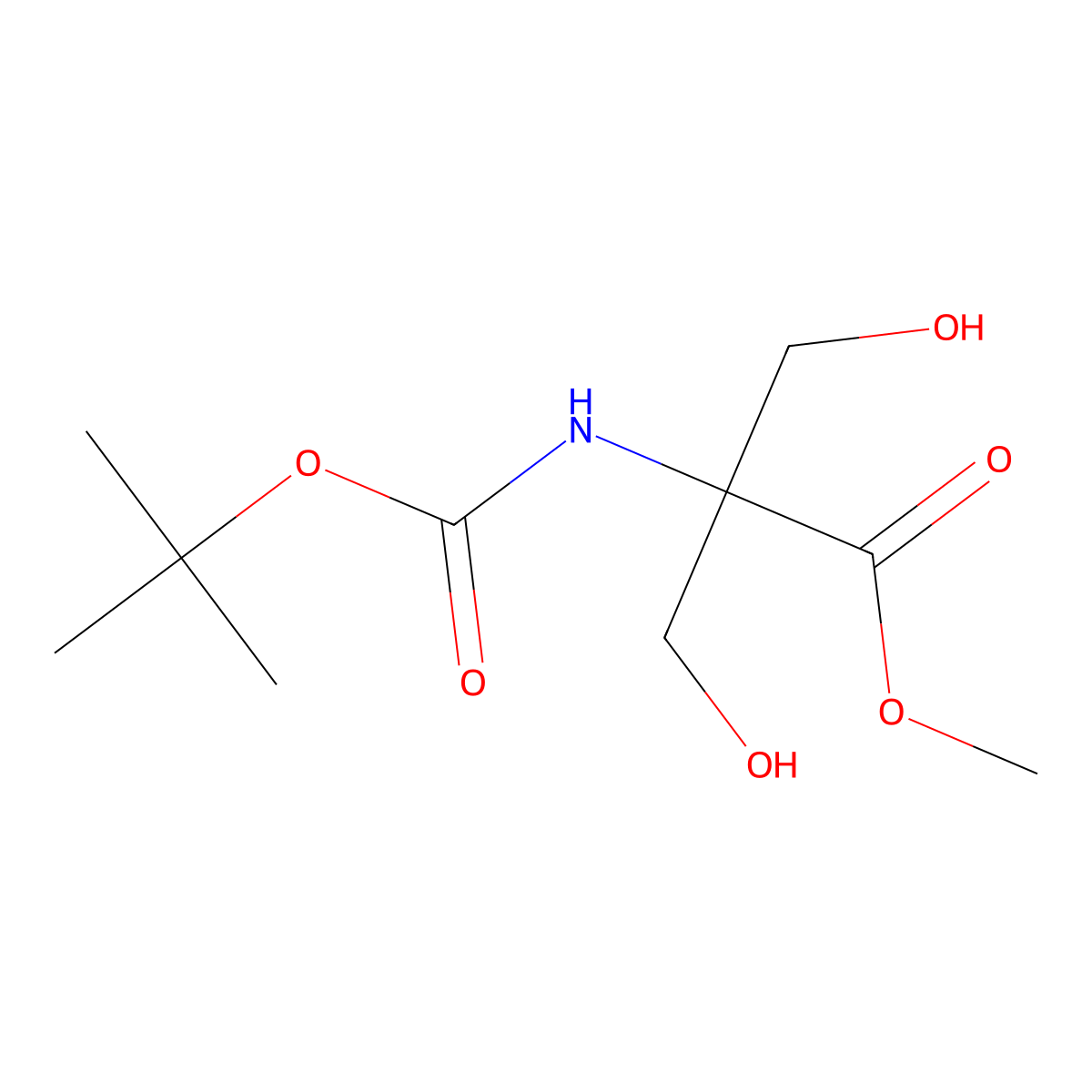 Methyl 2-{[(tert-butoxy)carbonyl]amino}-3-hydroxy-2-(hydroxymethyl)propanoate molecular structure, CAS 2770501-30-7