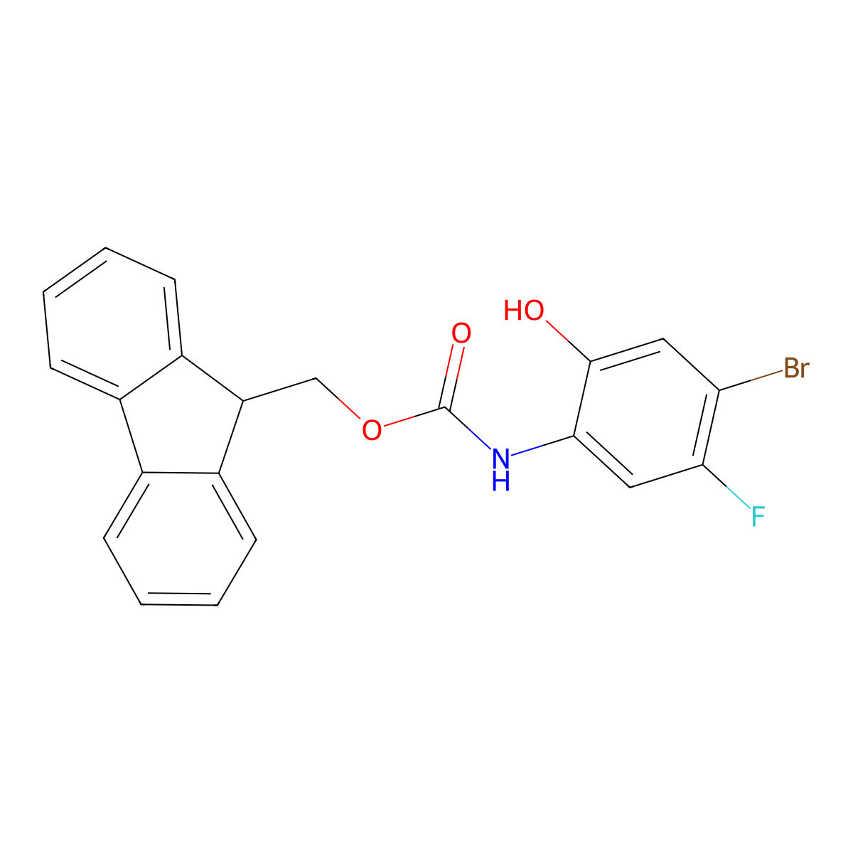 (9H-fluoren-9-yl)methyl N-(4-bromo-5-fluoro-2-hydroxyphenyl)carbamate molecular structure, CAS 2770501-31-8