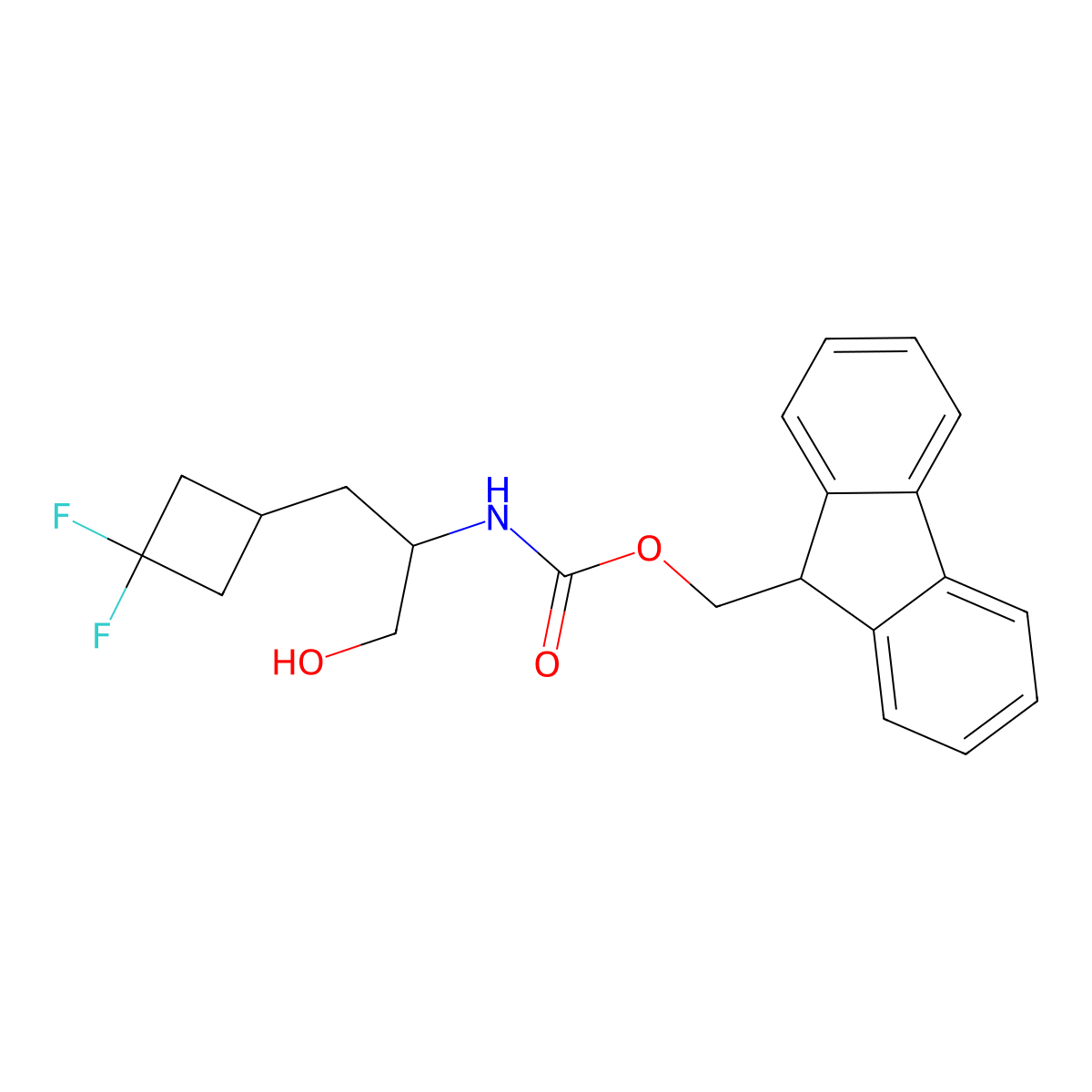 (9H-fluoren-9-yl)methyl N-[1-(3,3-difluorocyclobutyl)-3-hydroxypropan-2-yl]carbamate molecular structure, CAS 2770501-47-6