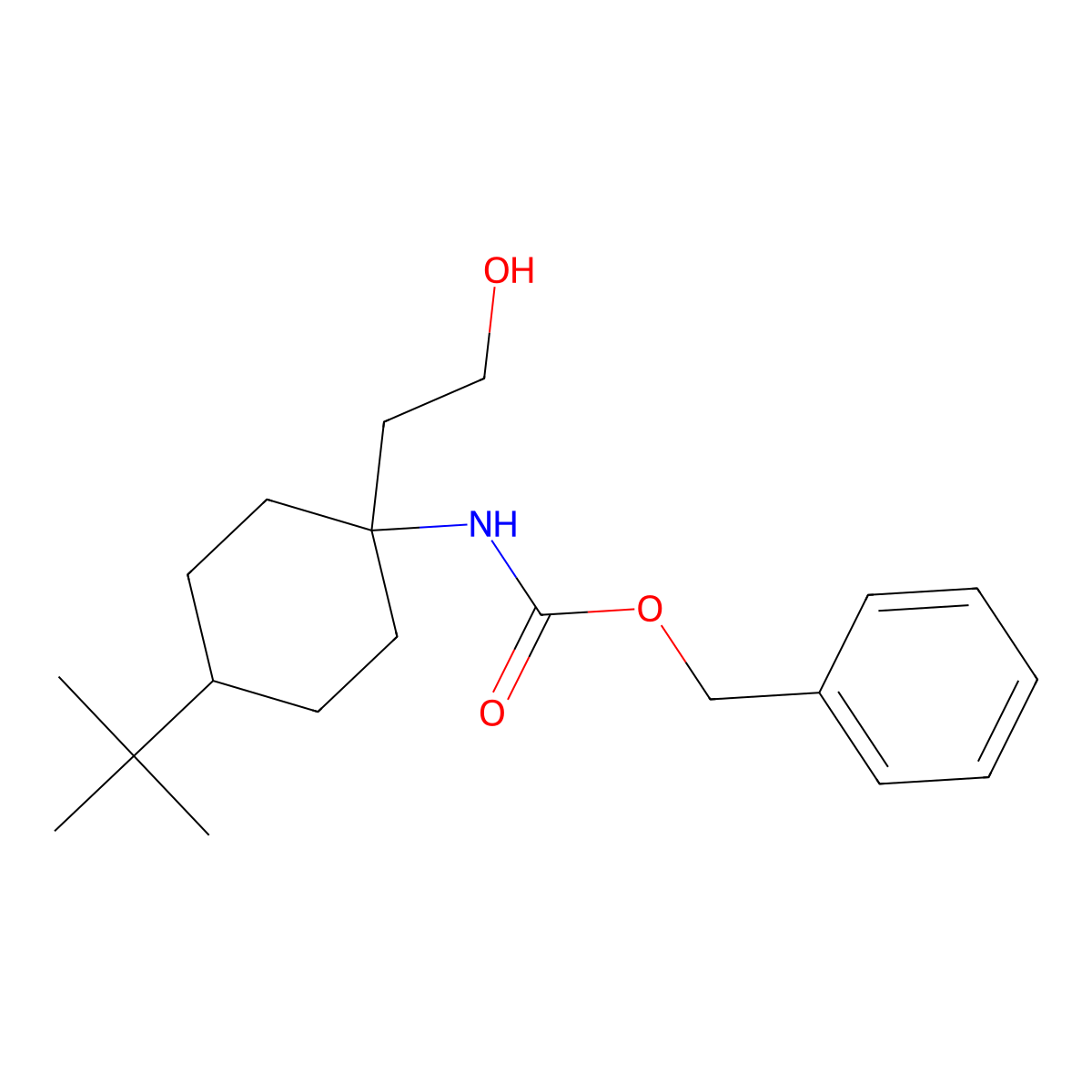 benzyl N-[4-tert-butyl-1-(2-hydroxyethyl)cyclohexyl]carbamate molecular structure, CAS 2770501-50-1