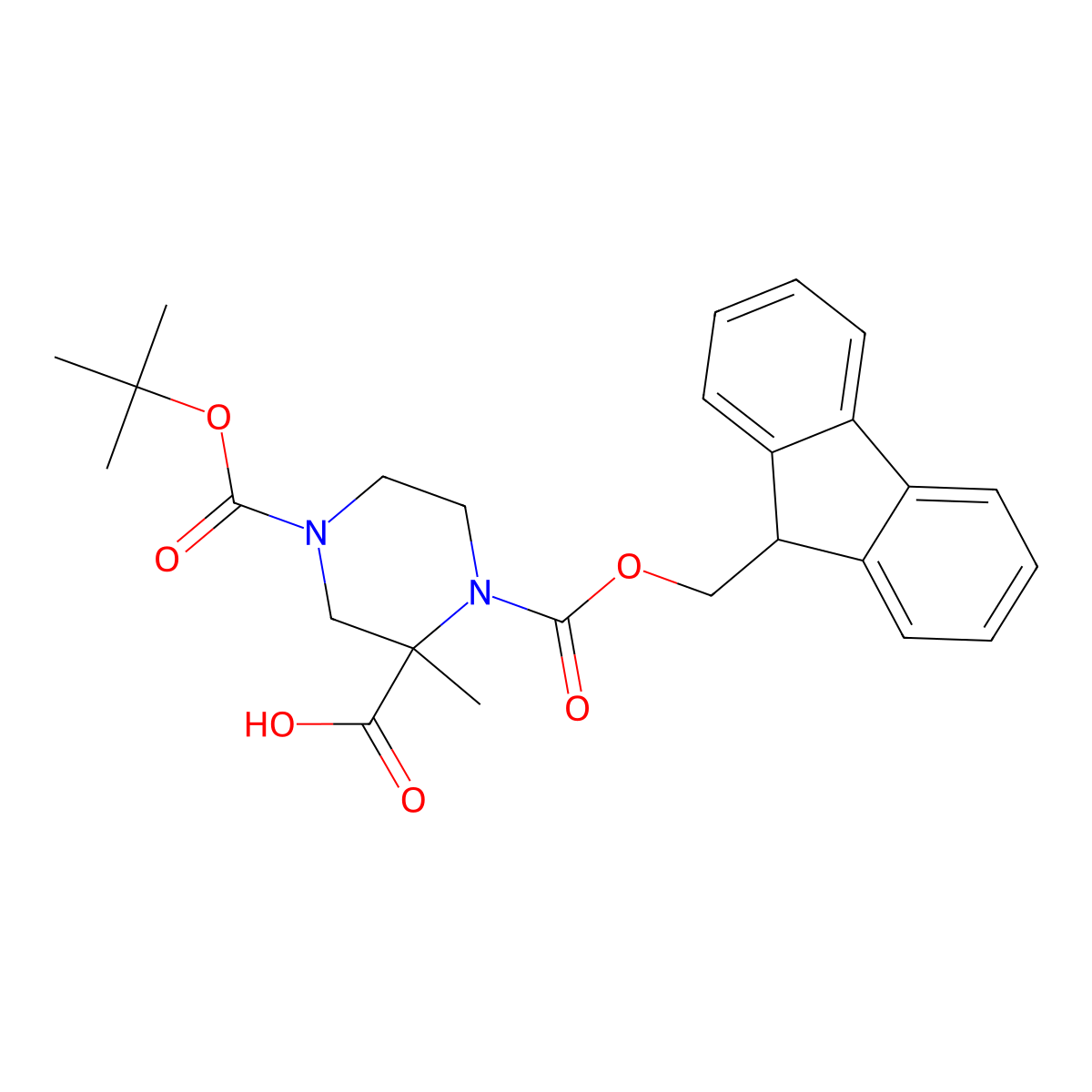 4-[(tert-butoxy)carbonyl]-1-{[(9H-fluoren-9-yl)methoxy]carbonyl}-2-methylpiperazine-2-carboxylic acid molecular structure, CAS 2770501-62-5