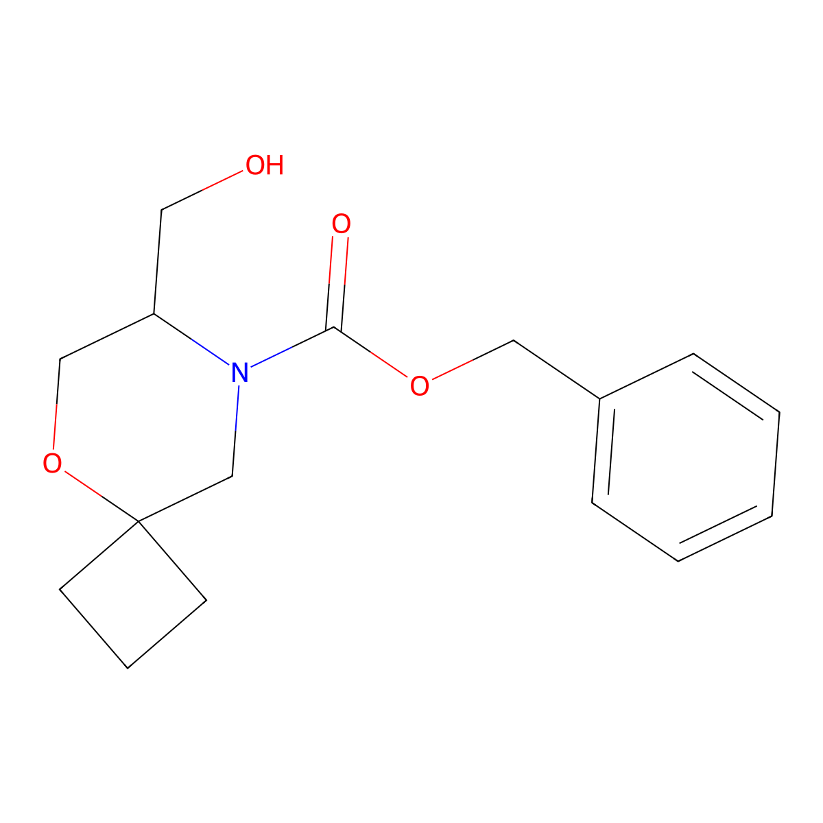 Benzyl 7-(hydroxymethyl)-5-oxa-8-azaspiro[3.5]nonane-8-carboxylate molecular structure, CAS 2770501-77-2
