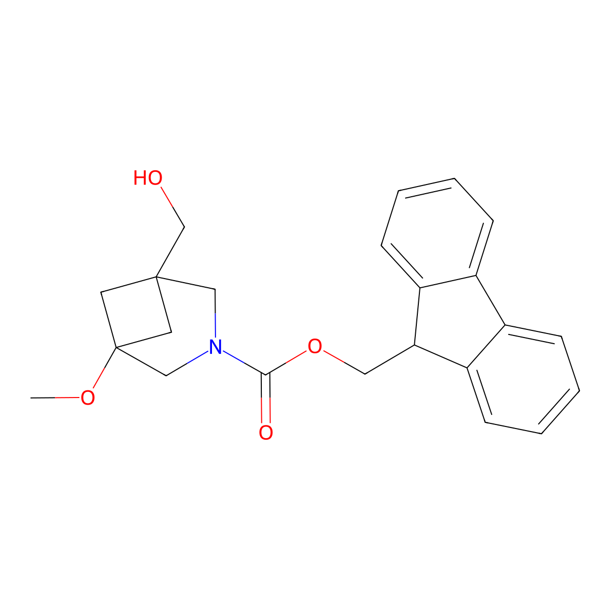 (9H-fluoren-9-yl)methyl 1-(hydroxymethyl)-5-methoxy-3-azabicyclo[3.1.1]heptane-3-carboxylate molecular structure, CAS 2770501-94-3