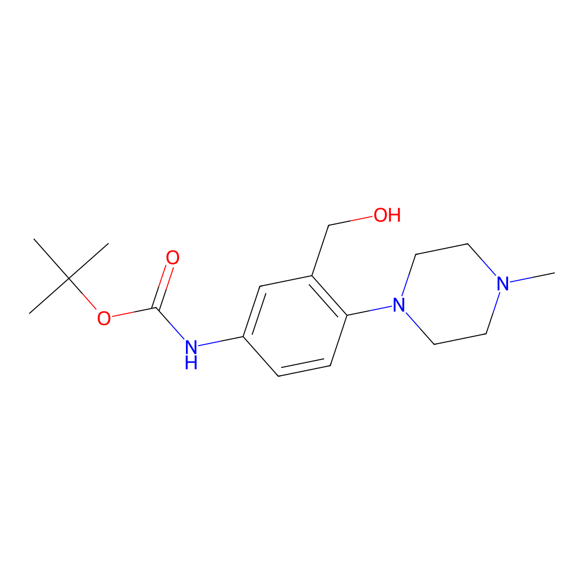 tert-butyl N-[3-(hydroxymethyl)-4-(4-methylpiperazin-1-yl)phenyl]carbamate molecular structure, CAS 2770517-54-7