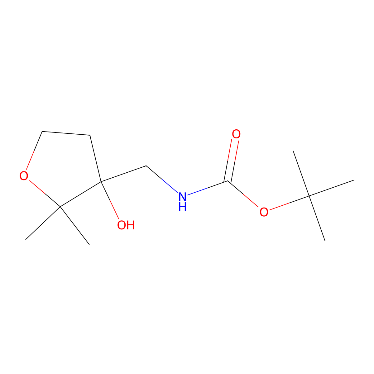 tert-butyl N-[(3-hydroxy-2,2-dimethyloxolan-3-yl)methyl]carbamate molecular structure, CAS 2770517-58-1