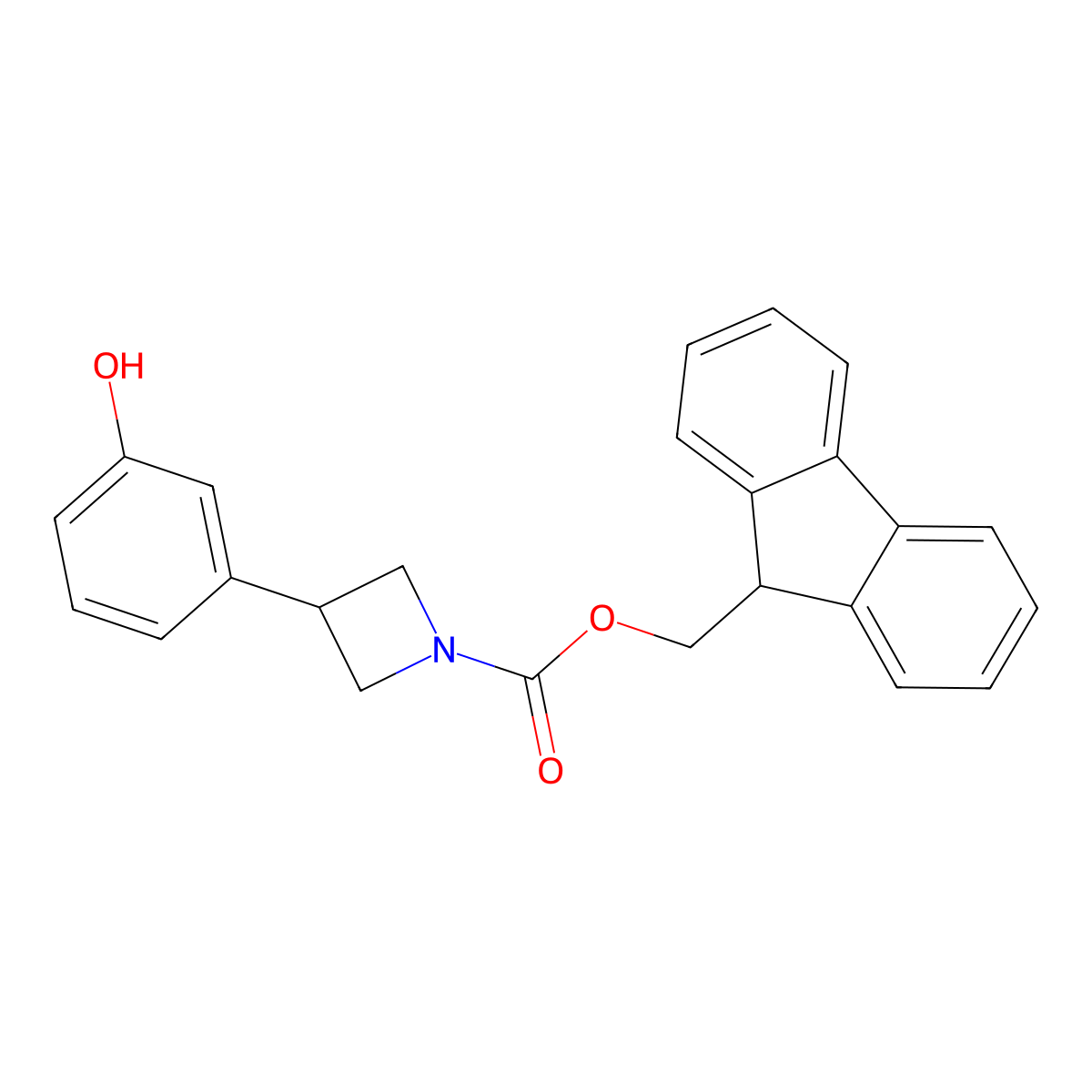 (9H-fluoren-9-yl)methyl 3-(3-hydroxyphenyl)azetidine-1-carboxylate molecular structure, CAS 2770517-70-7
