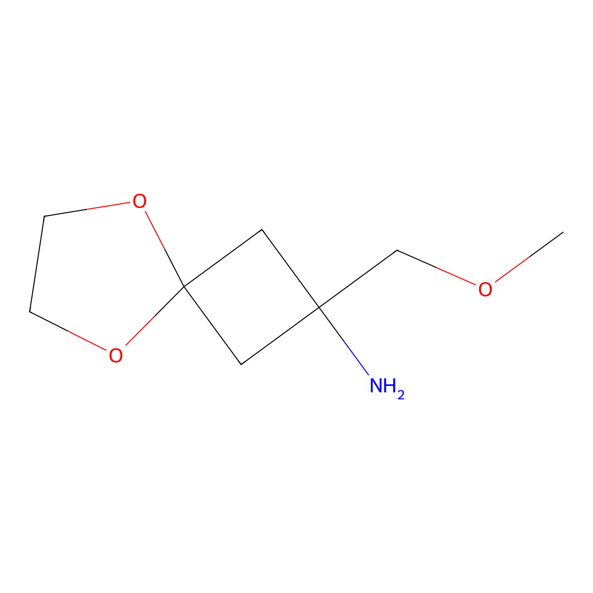 2-(Methoxymethyl)-5,8-dioxaspiro[3.4]octan-2-amine molecular structure, CAS 2770517-72-9