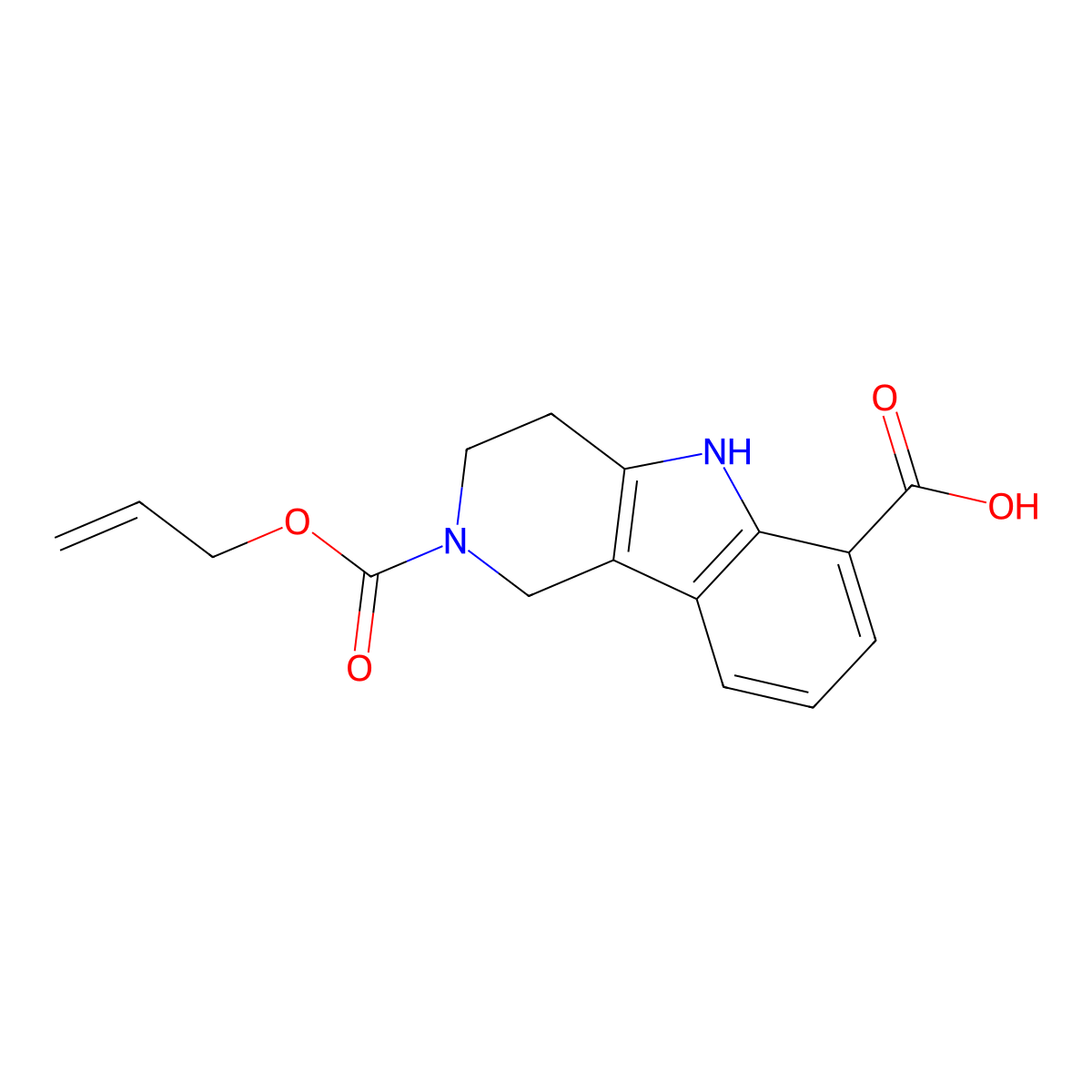2-[(prop-2-en-1-yloxy)carbonyl]-1H,2H,3H,4H,5H-pyrido[4,3-b]indole-6-carboxylic acid molecular structure, CAS 2770517-77-4