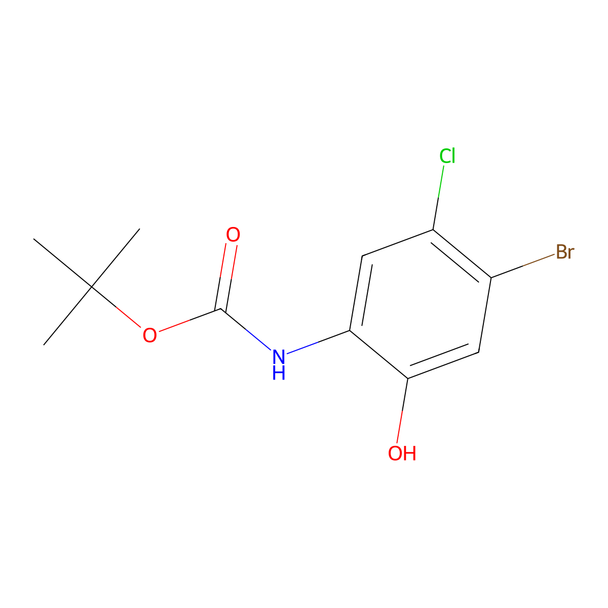 tert-butyl N-(4-bromo-5-chloro-2-hydroxyphenyl)carbamate molecular structure, CAS 2770518-07-3