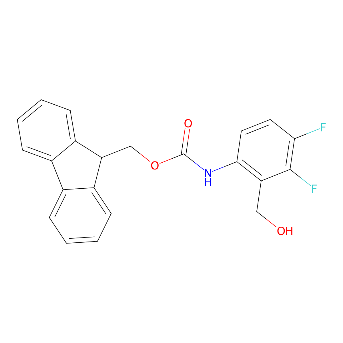 (9H-fluoren-9-yl)methyl N-[3,4-difluoro-2-(hydroxymethyl)phenyl]carbamate molecular structure, CAS 2770518-30-2