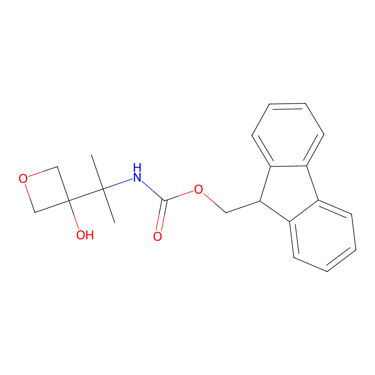 (9H-fluoren-9-yl)methyl N-[2-(3-hydroxyoxetan-3-yl)propan-2-yl]carbamate molecular structure, CAS 2770518-32-4
