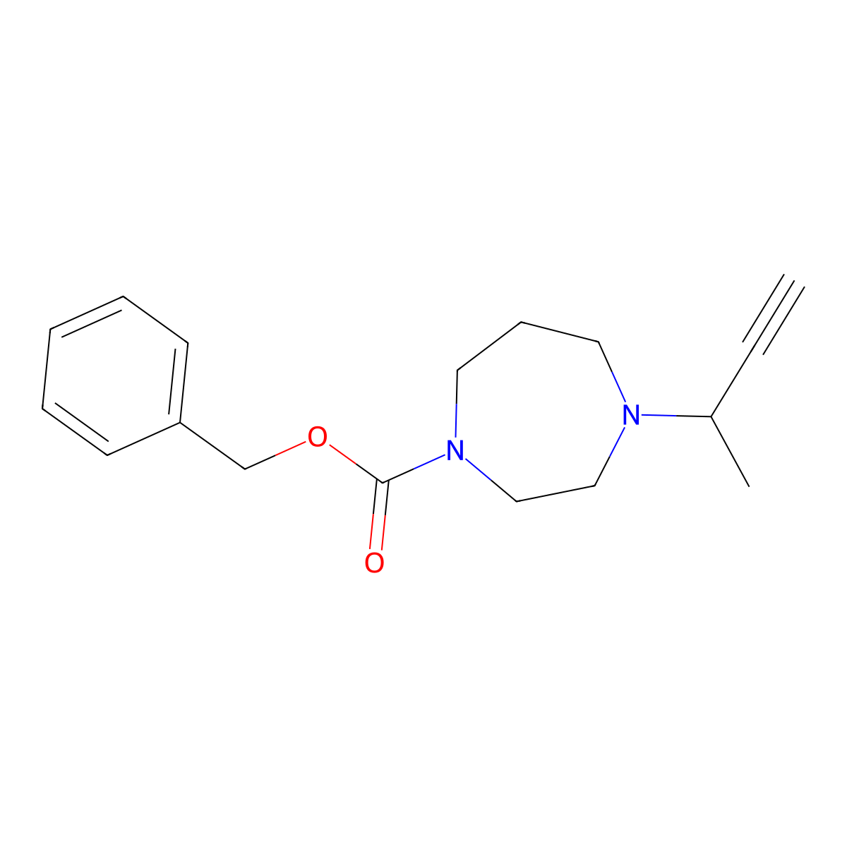 Benzyl 4-(but-3-yn-2-yl)-1,4-diazepane-1-carboxylate molecular structure, CAS 2770518-65-3