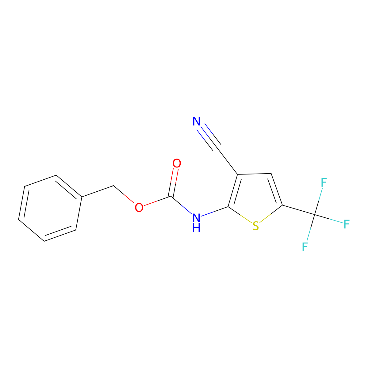 benzyl N-[3-cyano-5-(trifluoromethyl)thiophen-2-yl]carbamate molecular structure, CAS 2770518-90-4
