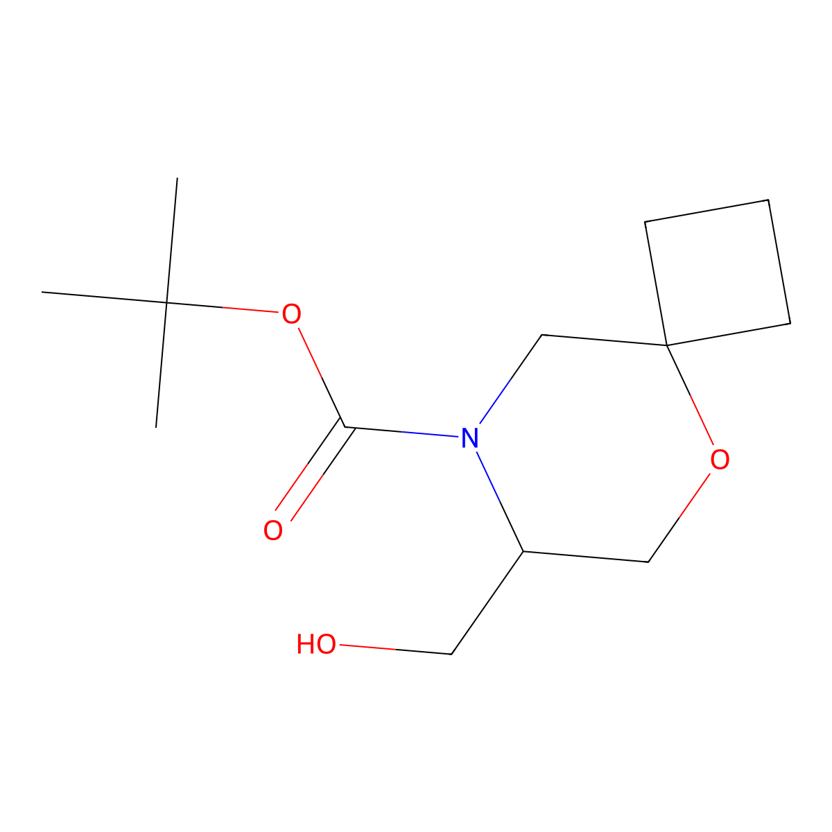 Tert-butyl 7-(hydroxymethyl)-5-oxa-8-azaspiro[3.5]nonane-8-carboxylate molecular structure, CAS 2770518-93-7
