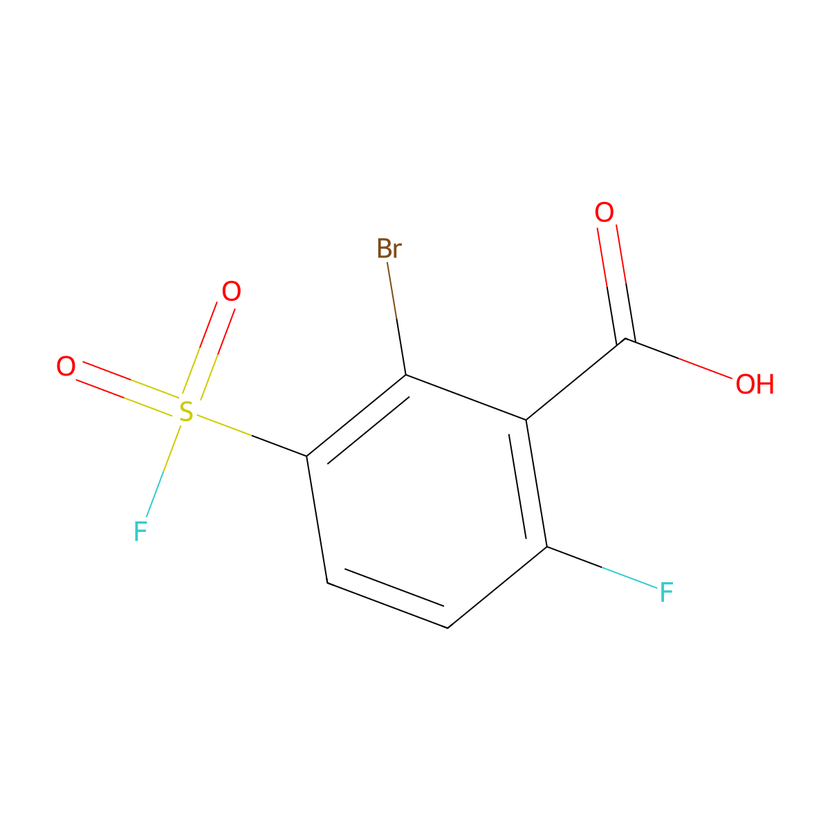 2-Bromo-6-fluoro-3-(fluorosulfonyl)benzoic acid molecular structure, CAS 2770519-01-0