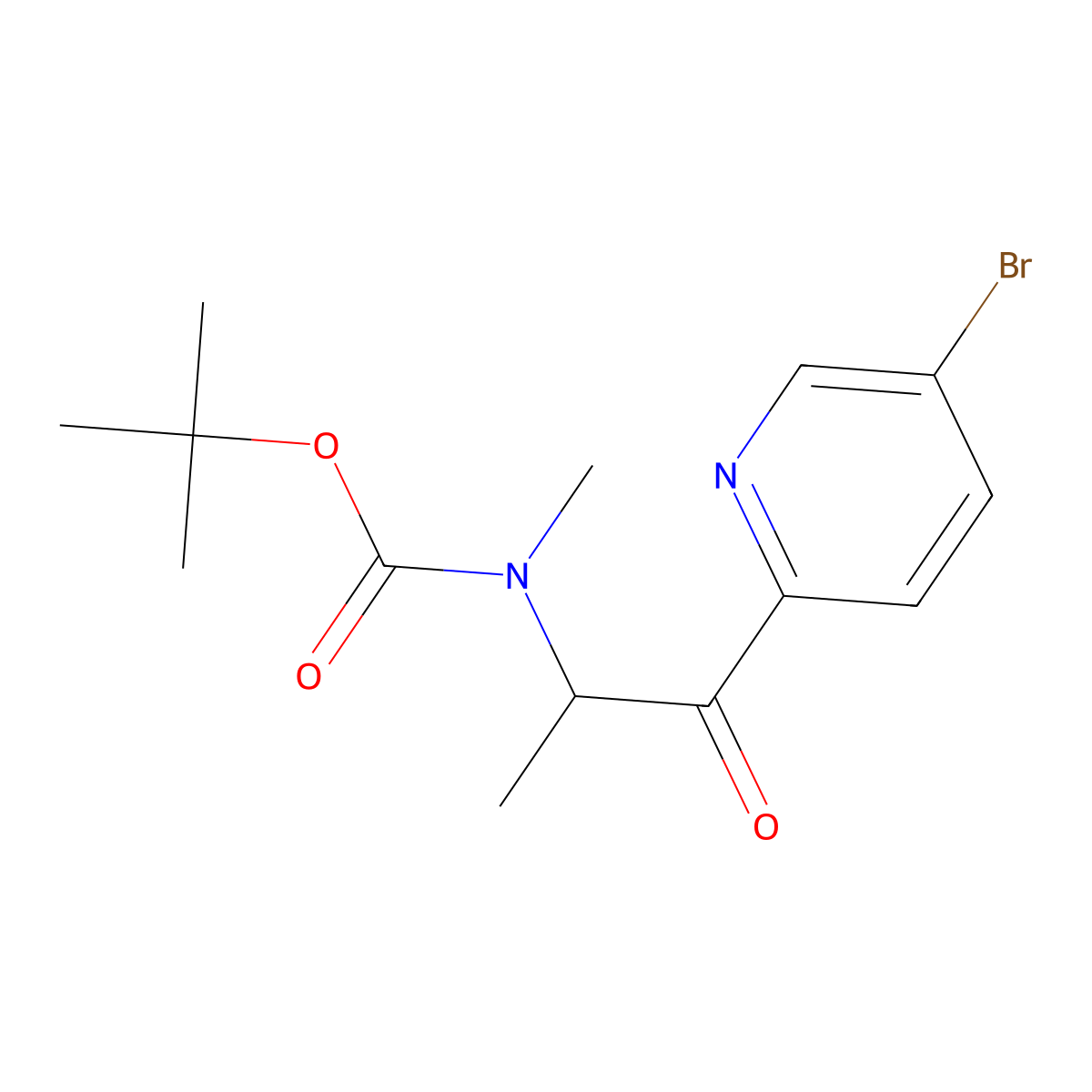 tert-butyl N-[1-(5-bromopyridin-2-yl)-1-oxopropan-2-yl]-N-methylcarbamate molecular structure, CAS 2770519-10-1