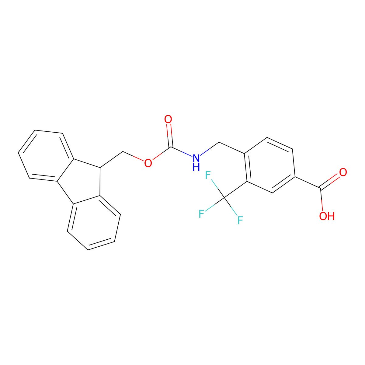4-[({[(9H-fluoren-9-yl)methoxy]carbonyl}amino)methyl]-3-(trifluoromethyl)benzoic acid molecular structure, CAS 2770519-16-7