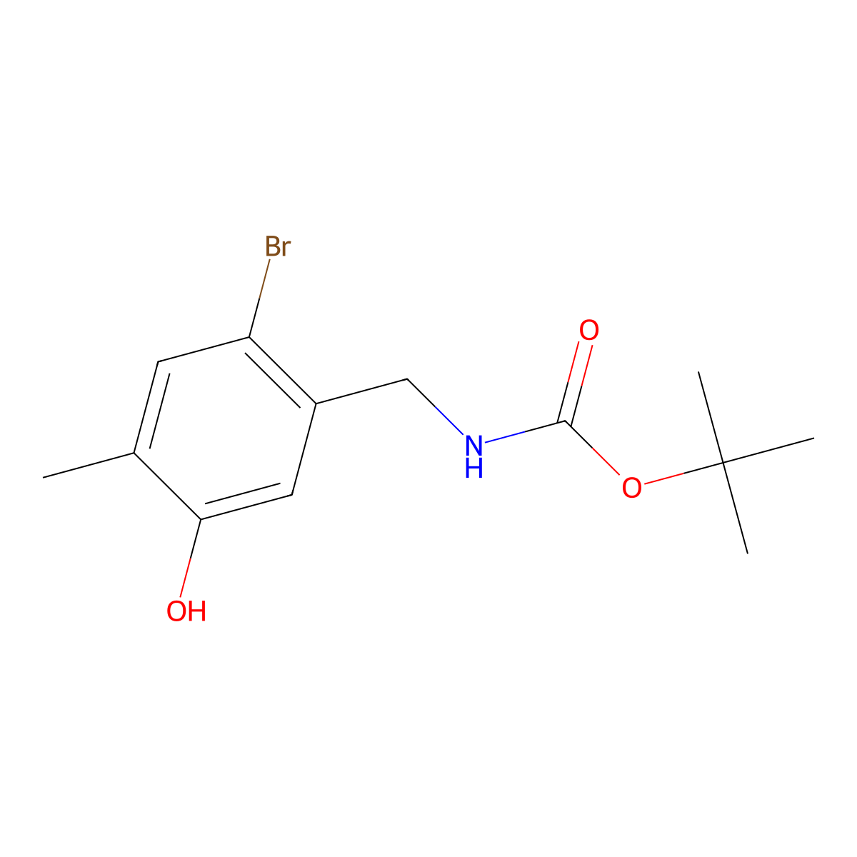 tert-butyl N-[(2-bromo-5-hydroxy-4-methylphenyl)methyl]carbamate molecular structure, CAS 2770524-77-9