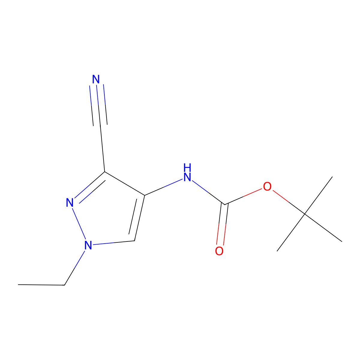 tert-butyl N-(3-cyano-1-ethyl-1H-pyrazol-4-yl)carbamate molecular structure, CAS 2770525-22-7