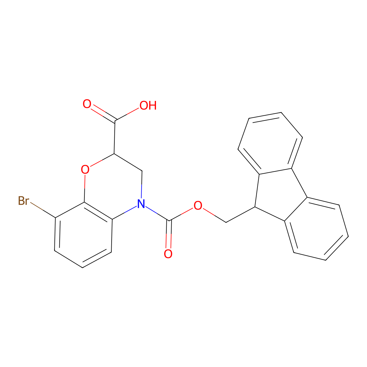 8-bromo-4-{[(9H-fluoren-9-yl)methoxy]carbonyl}-3,4-dihydro-2H-1,4-benzoxazine-2-carboxylic acid molecular structure, CAS 2770525-43-2