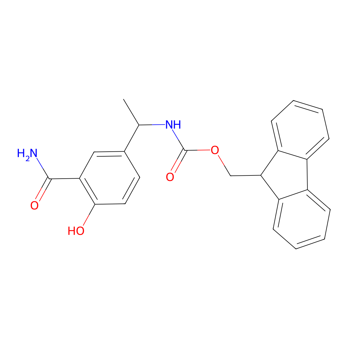 (9H-fluoren-9-yl)methyl N-[1-(3-carbamoyl-4-hydroxyphenyl)ethyl]carbamate molecular structure, CAS 2770525-54-5