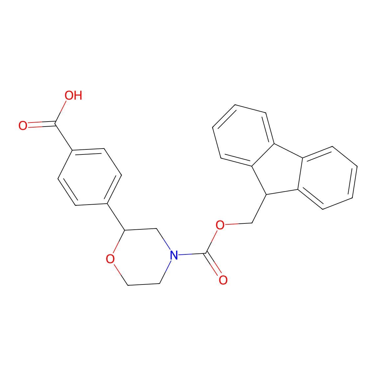 4-(4-{[(9H-fluoren-9-yl)methoxy]carbonyl}morpholin-2-yl)benzoic acid molecular structure, CAS 2770525-65-8