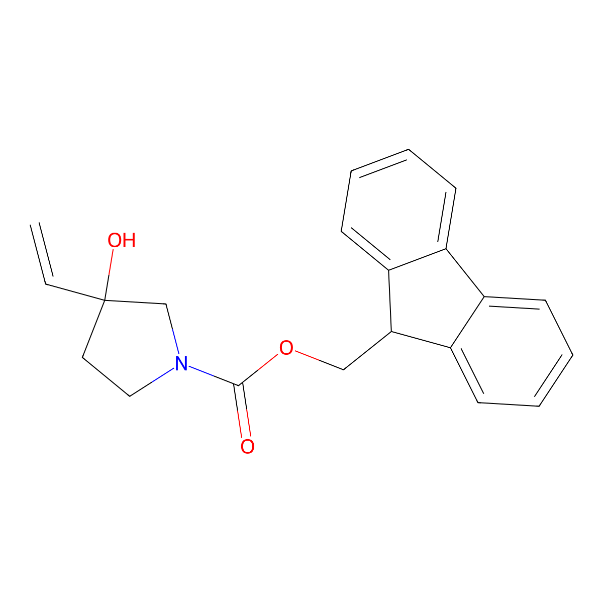 (9H-fluoren-9-yl)methyl 3-ethenyl-3-hydroxypyrrolidine-1-carboxylate molecular structure, CAS 2770525-78-3