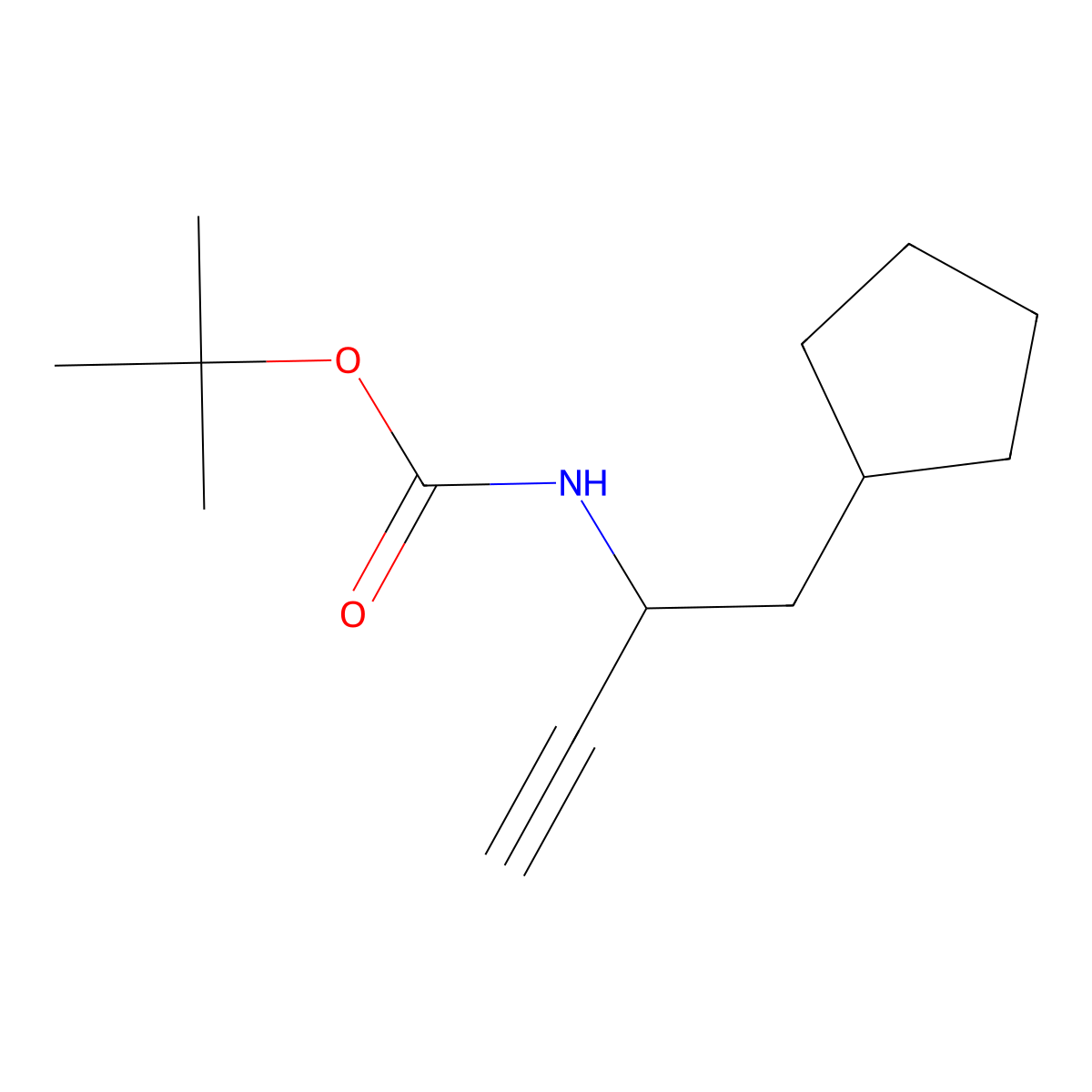 tert-butyl N-(1-cyclopentylbut-3-yn-2-yl)carbamate molecular structure, CAS 2770528-90-8