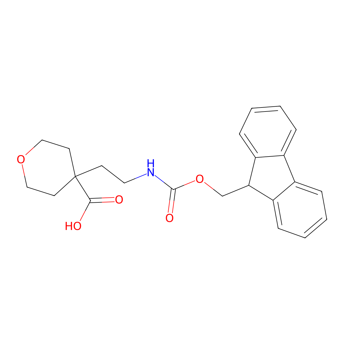 4-[2-({[(9H-fluoren-9-yl)methoxy]carbonyl}amino)ethyl]oxane-4-carboxylic acid molecular structure, CAS 2770528-94-2