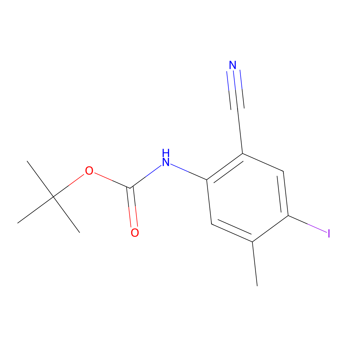 tert-butyl N-(2-cyano-4-iodo-5-methylphenyl)carbamate molecular structure, CAS 2770529-07-0