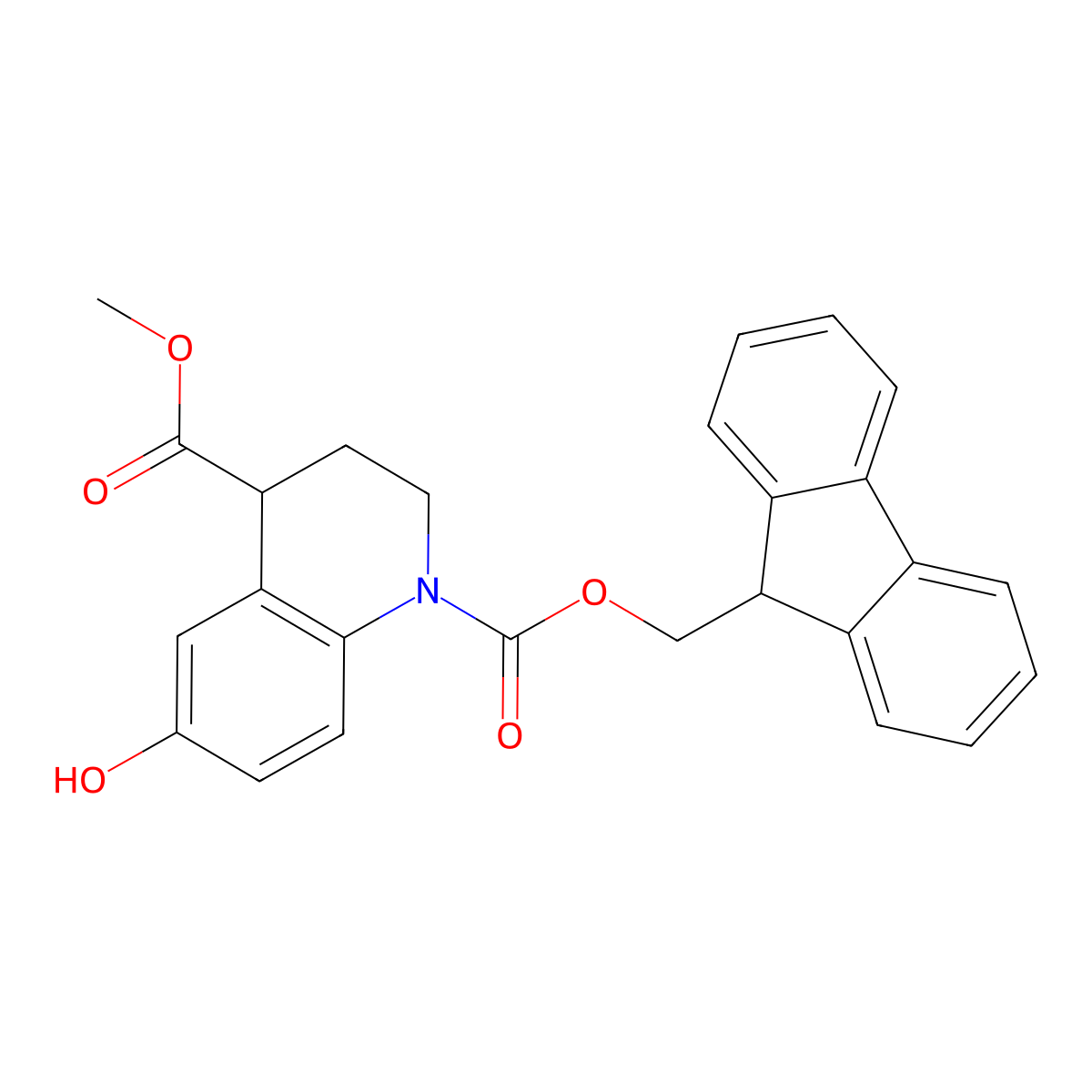 1-(9H-fluoren-9-yl)methyl 4-methyl 6-hydroxy-1,2,3,4-tetrahydroquinoline-1,4-dicarboxylate molecular structure, CAS 2770529-12-7