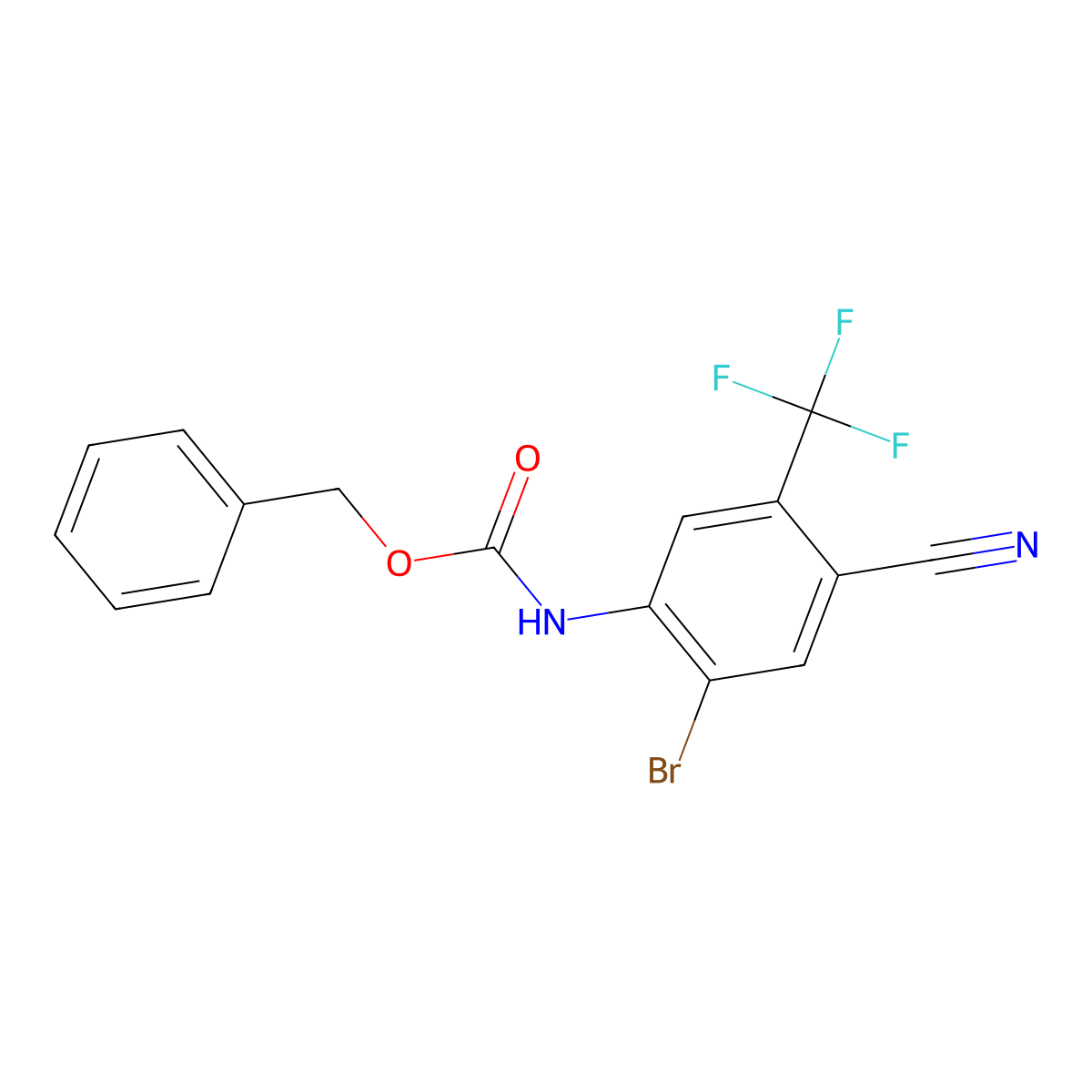 benzyl N-[2-bromo-4-cyano-5-(trifluoromethyl)phenyl]carbamate molecular structure, CAS 2770529-13-8