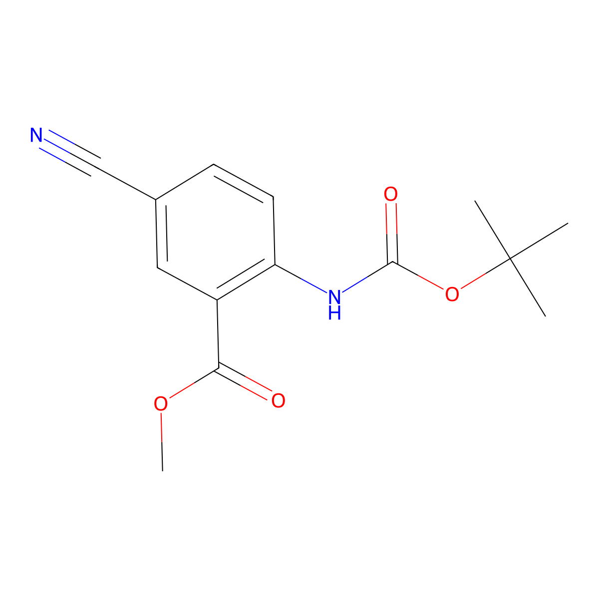 Methyl 2-{[(tert-butoxy)carbonyl]amino}-5-cyanobenzoate molecular structure, CAS 2770529-18-3