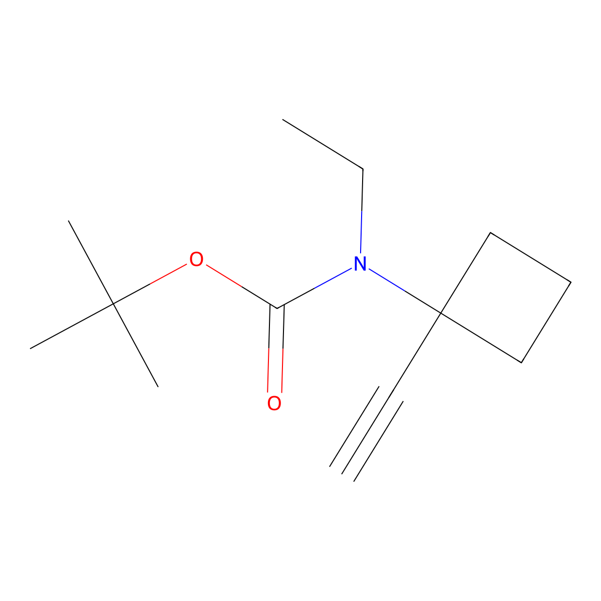 tert-butyl N-ethyl-N-(1-ethynylcyclobutyl)carbamate molecular structure, CAS 2770529-26-3