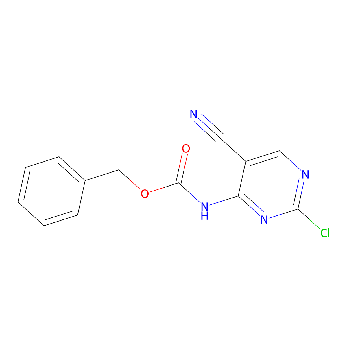 benzyl N-(2-chloro-5-cyanopyrimidin-4-yl)carbamate molecular structure, CAS 2770529-51-4