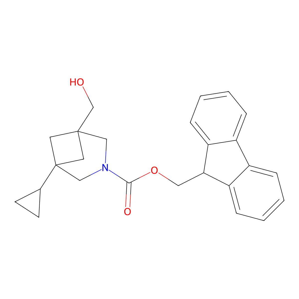 (9H-fluoren-9-yl)methyl 1-cyclopropyl-5-(hydroxymethyl)-3-azabicyclo[3.1.1]heptane-3-carboxylate molecular structure, CAS 2770530-07-7