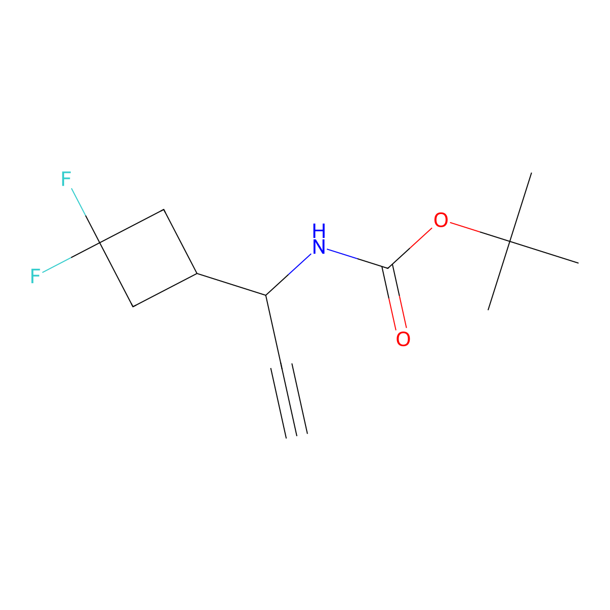 tert-butyl N-[1-(3,3-difluorocyclobutyl)prop-2-yn-1-yl]carbamate molecular structure, CAS 2770530-17-9
