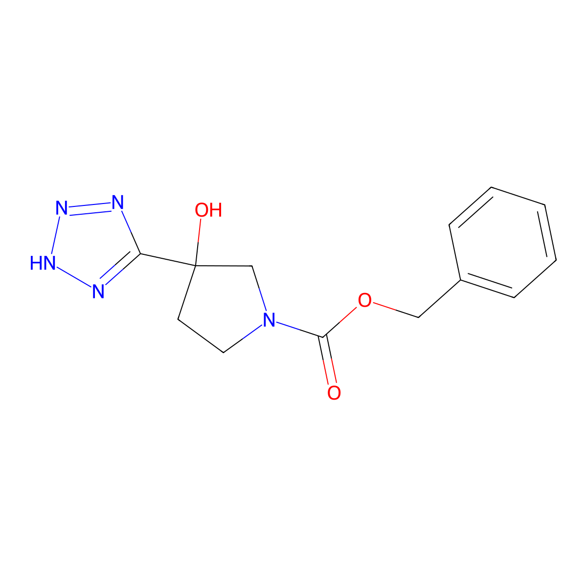 benzyl 3-hydroxy-3-(1H-1,2,3,4-tetrazol-5-yl)pyrrolidine-1-carboxylate molecular structure, CAS 2770533-45-2