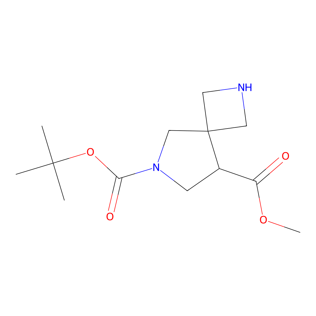 6-Tert-butyl 8-methyl 2,6-diazaspiro[3.4]octane-6,8-dicarboxylate molecular structure, CAS 2770533-78-1