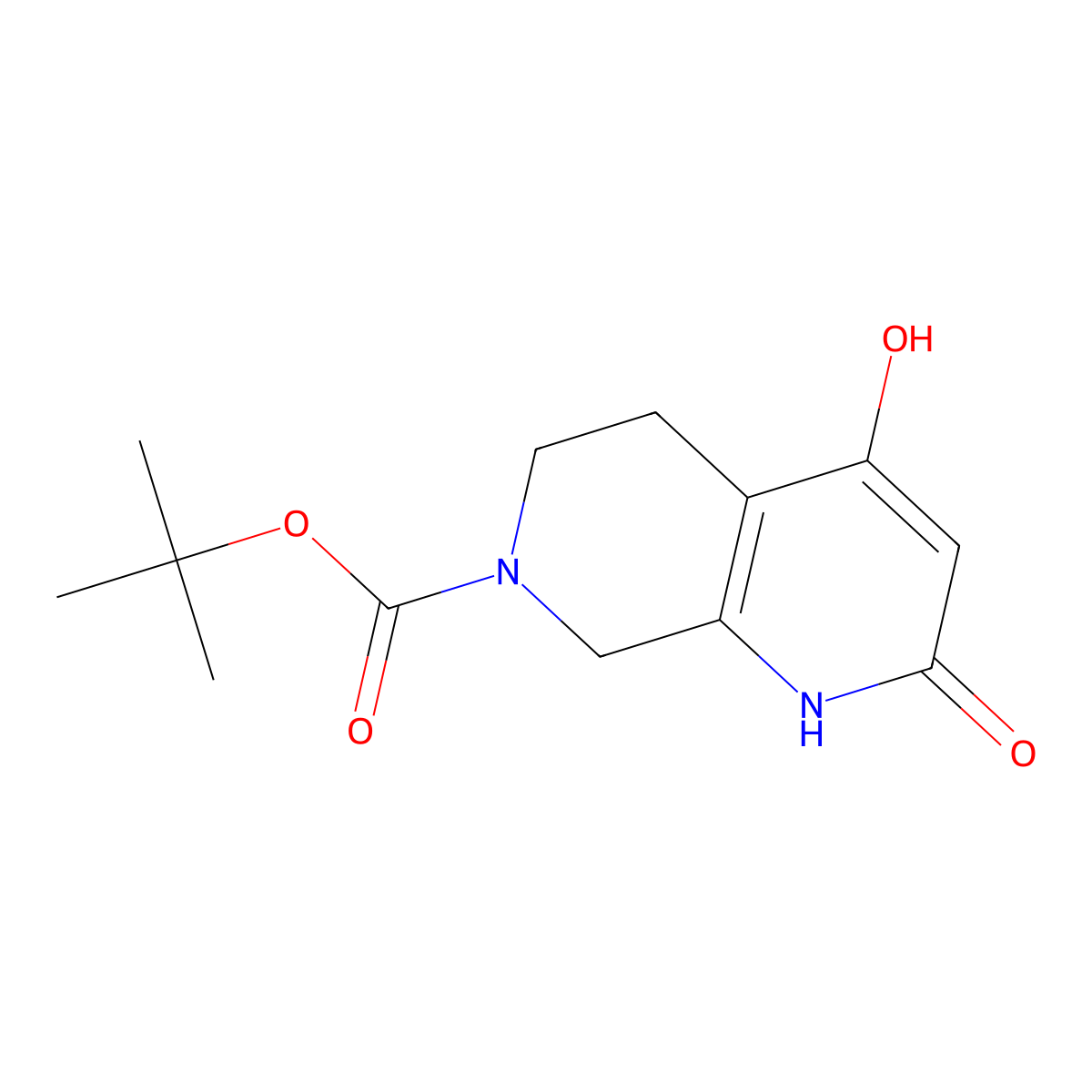 Tert-butyl 4-hydroxy-2-oxo-1,2,5,6,7,8-hexahydro-1,7-naphthyridine-7-carboxylate molecular structure, CAS 2770534-07-9