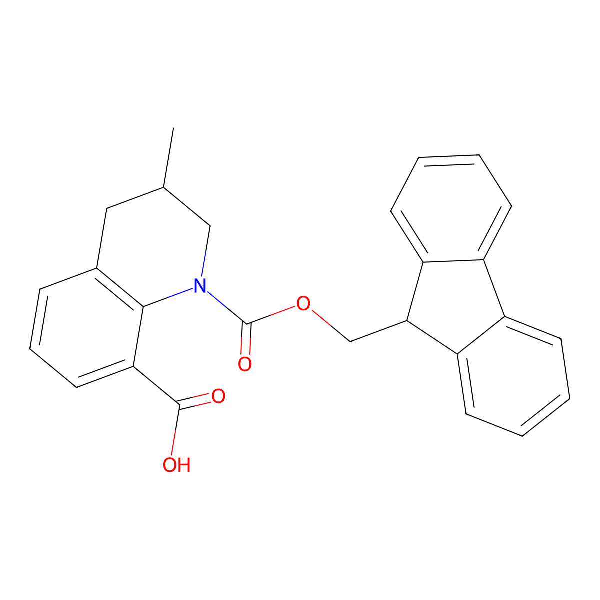 1-{[(9H-fluoren-9-yl)methoxy]carbonyl}-3-methyl-1,2,3,4-tetrahydroquinoline-8-carboxylic acid molecular structure, CAS 2770534-08-0