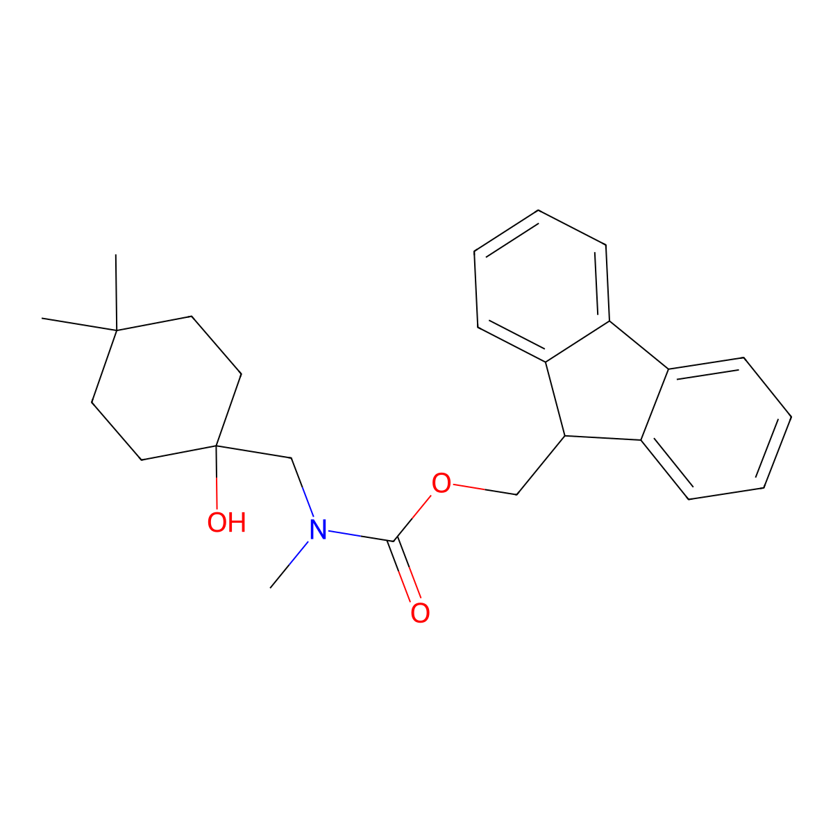 (9H-fluoren-9-yl)methyl N-[(1-hydroxy-4,4-dimethylcyclohexyl)methyl]-N-methylcarbamate molecular structure, CAS 2770534-14-8