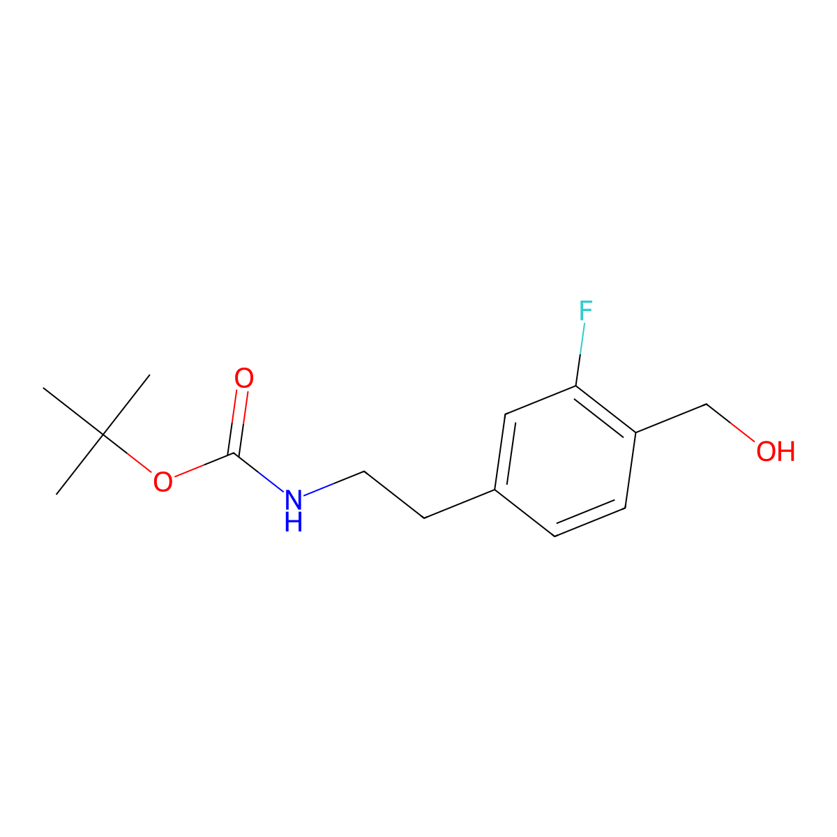 tert-butyl N-{2-[3-fluoro-4-(hydroxymethyl)phenyl]ethyl}carbamate molecular structure, CAS 2770534-15-9
