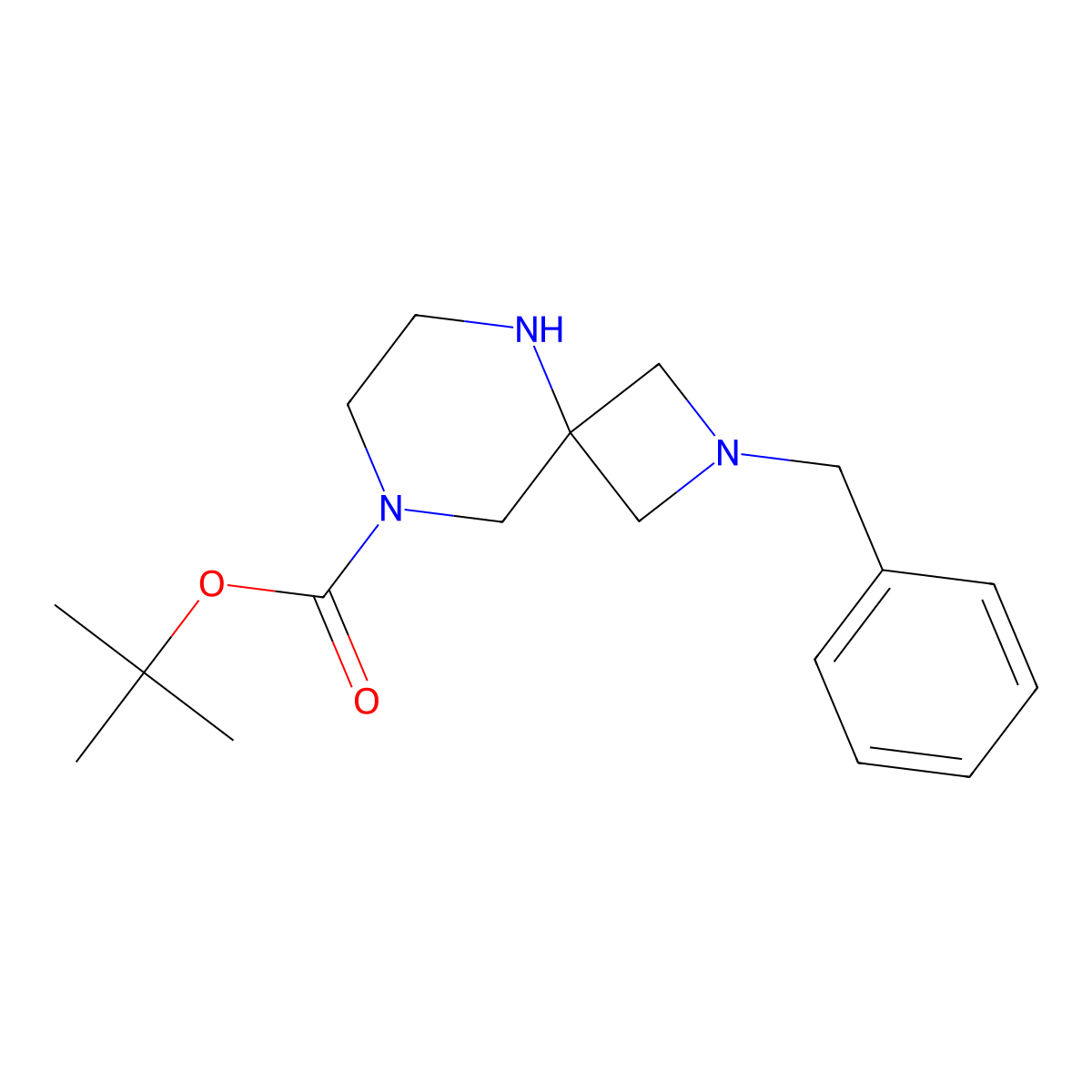 Tert-butyl 2-benzyl-2,5,8-triazaspiro(3.5)nonane-8-carboxylate molecular structure, CAS 2770534-19-3