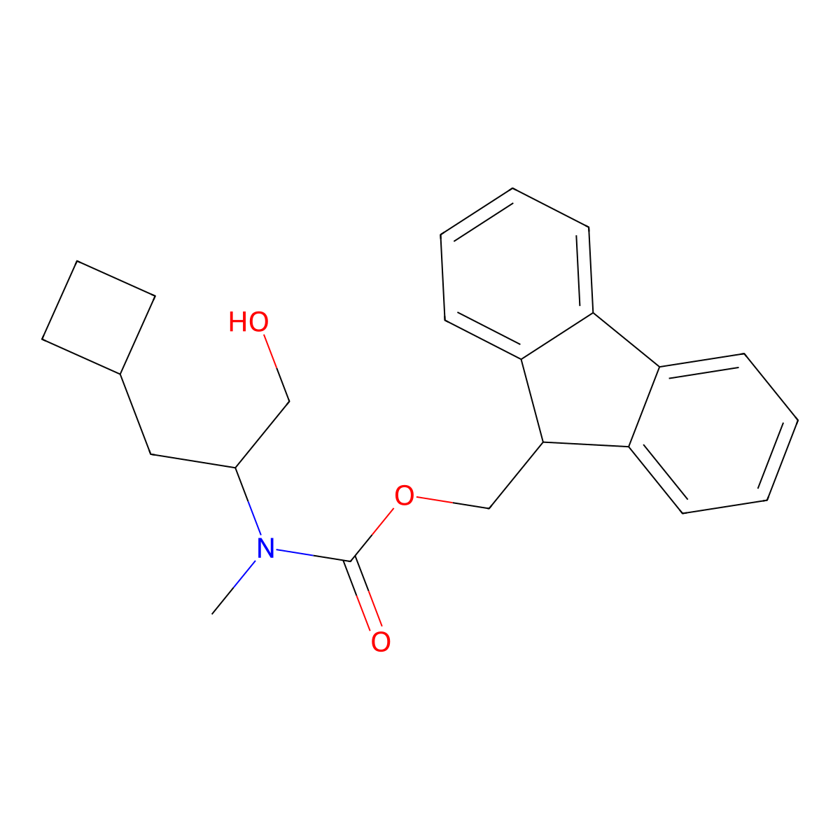 (9H-fluoren-9-yl)methyl N-(1-cyclobutyl-3-hydroxypropan-2-yl)-N-methylcarbamate molecular structure, CAS 2770534-28-4