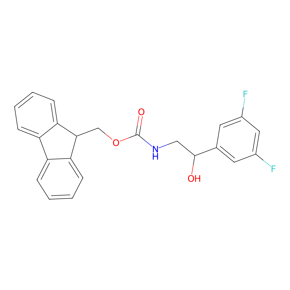 (9H-fluoren-9-yl)methyl N-[2-(3,5-difluorophenyl)-2-hydroxyethyl]carbamate molecular structure, CAS 2770534-44-4