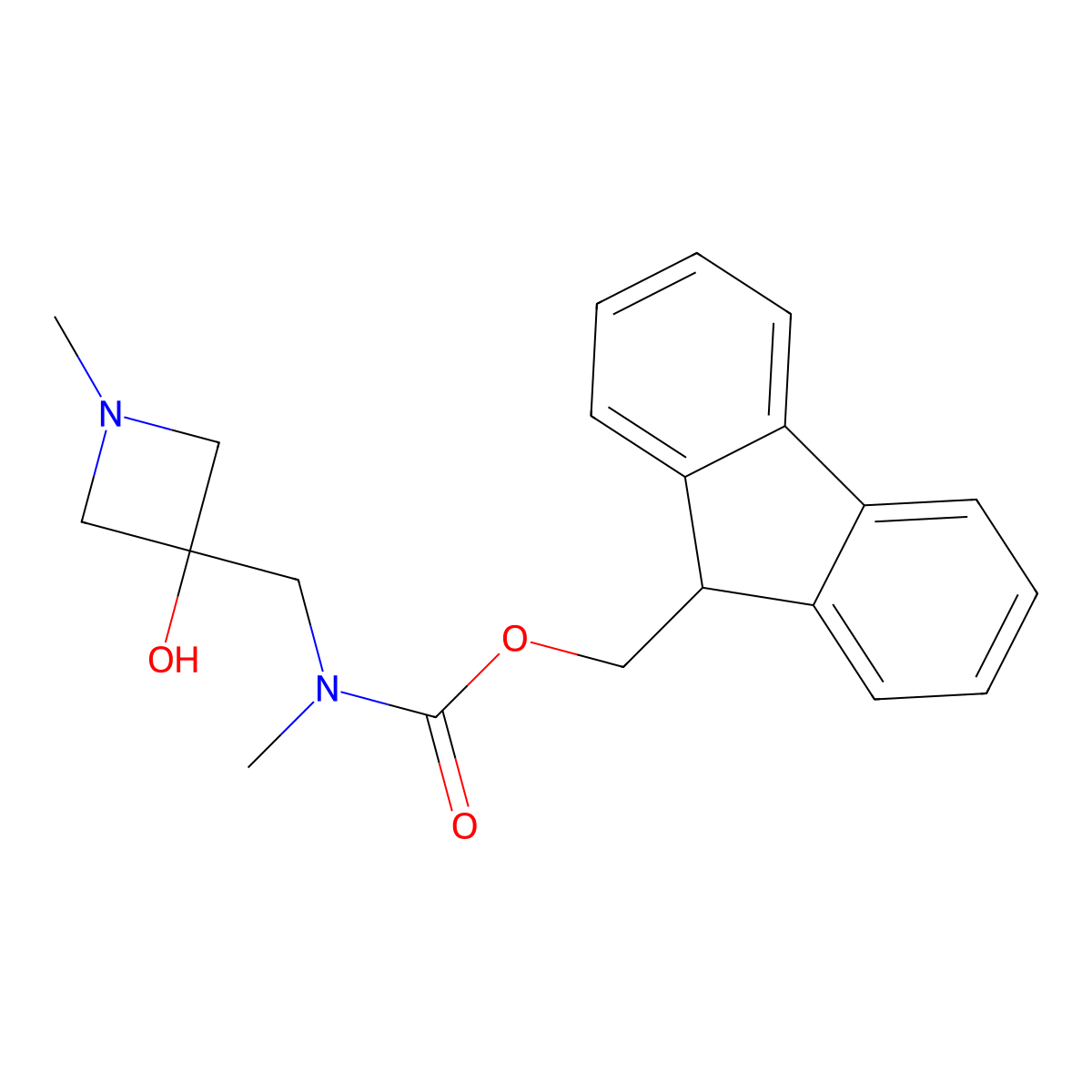 (9H-fluoren-9-yl)methyl N-[(3-hydroxy-1-methylazetidin-3-yl)methyl]-N-methylcarbamate molecular structure, CAS 2770534-70-6