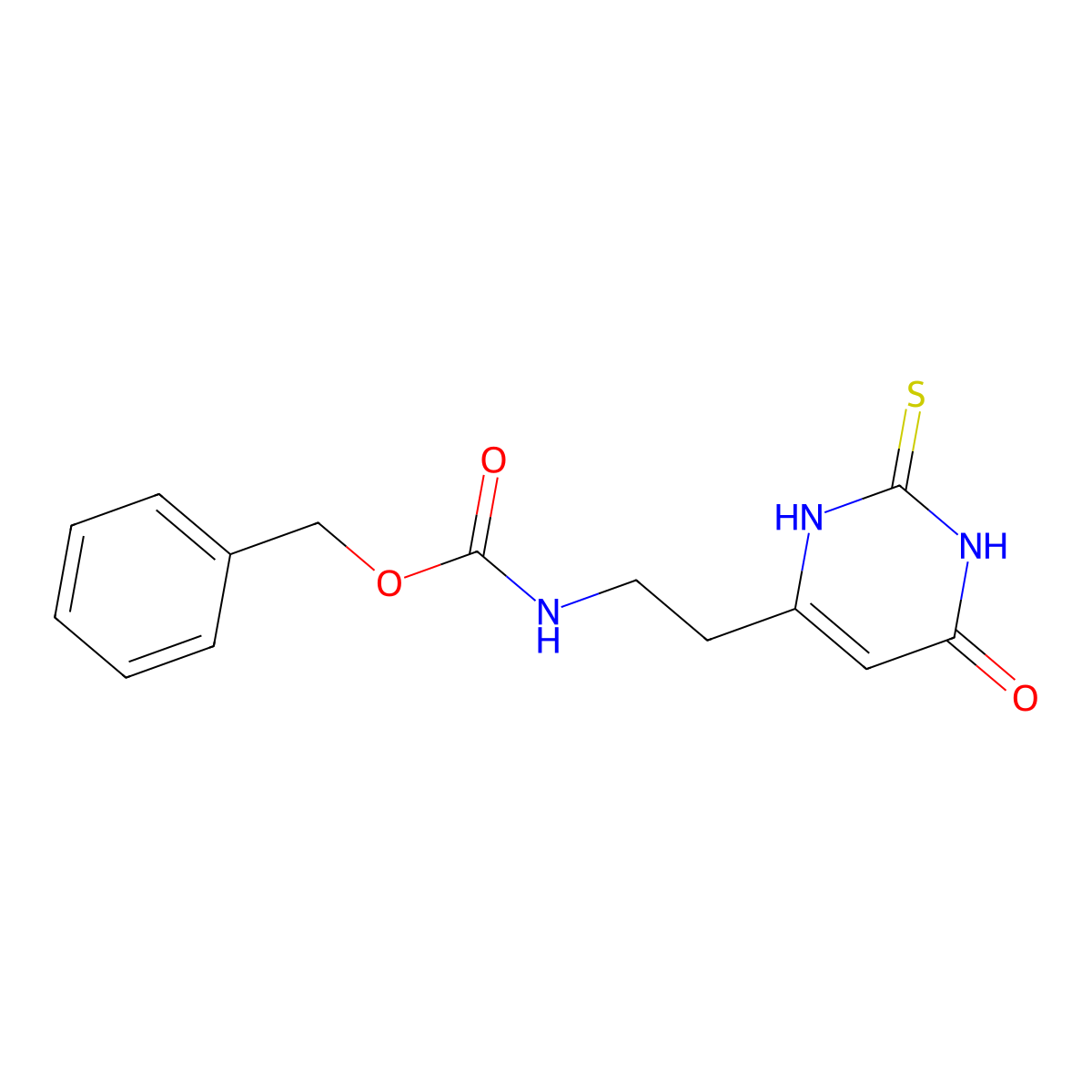 benzyl N-[2-(6-hydroxy-2-sulfanylpyrimidin-4-yl)ethyl]carbamate molecular structure, CAS 2770544-54-0