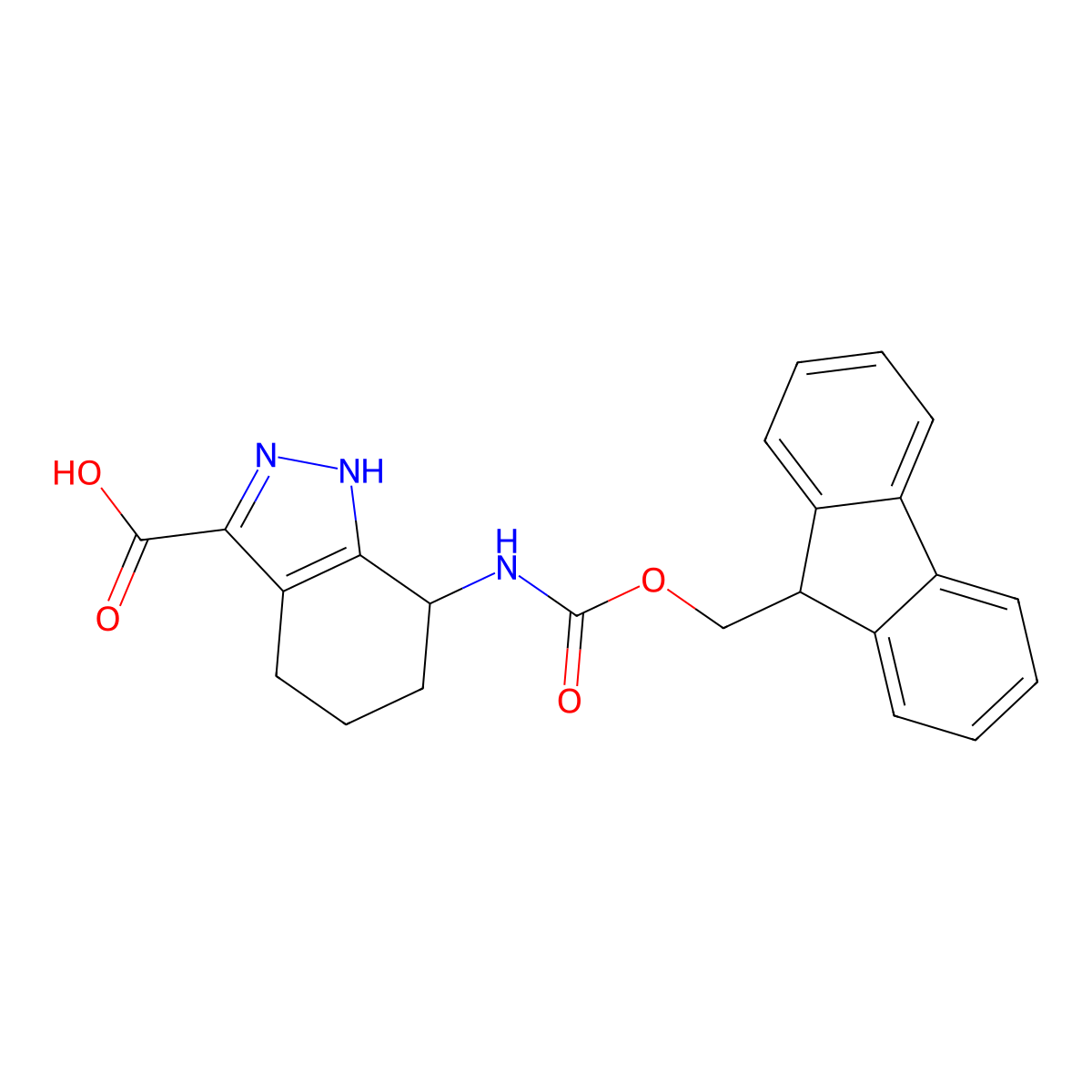 7-({[(9H-fluoren-9-yl)methoxy]carbonyl}amino)-4,5,6,7-tetrahydro-2H-indazole-3-carboxylic acid molecular structure, CAS 2770544-94-8